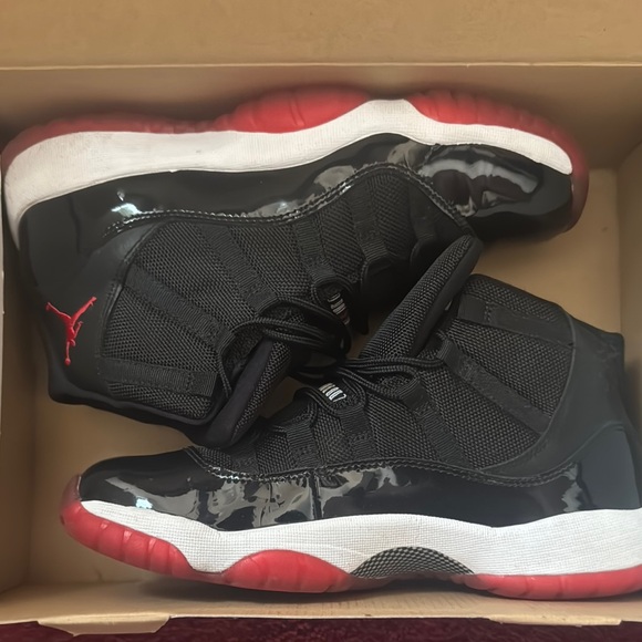 Jordan Other - Jordan Black and Red Sneakers with Patent Leather and Air Cushioning